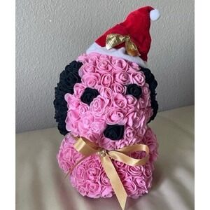 Flower Rose Bear Pink Artificial Roses Christmas Holiday Decor Gift 9‎ inch NEW